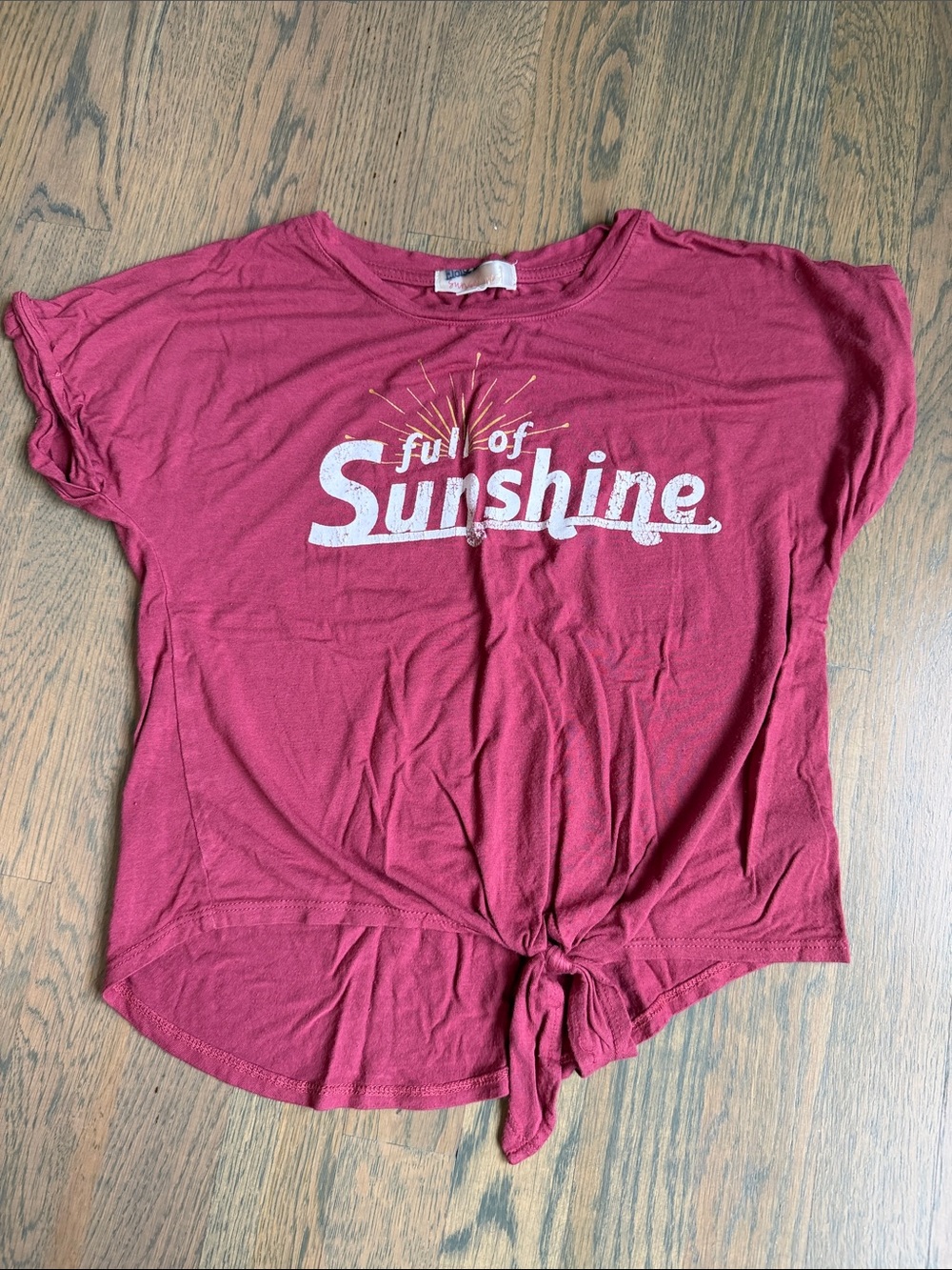Girls' 'Full of Sunshine' Tie-Front Tee in Berry Pink